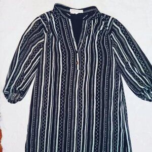 SHEER BLACK AND WHITE 90'S STYLE GEOMETRIC BLOUSE